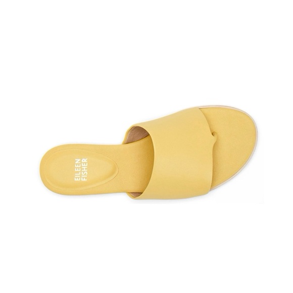 Eileen Fisher Edge Leather Thong Slide Sandals in Butter Yellow 7.5 - Picture 7 of 11